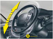 With the vehicle at rest, unlock the steering wheel by pushing control A forwards.