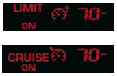 The speed limiter or cruise control mode is displayed on the instrument panel