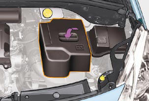 The battery is located under the bonnet.